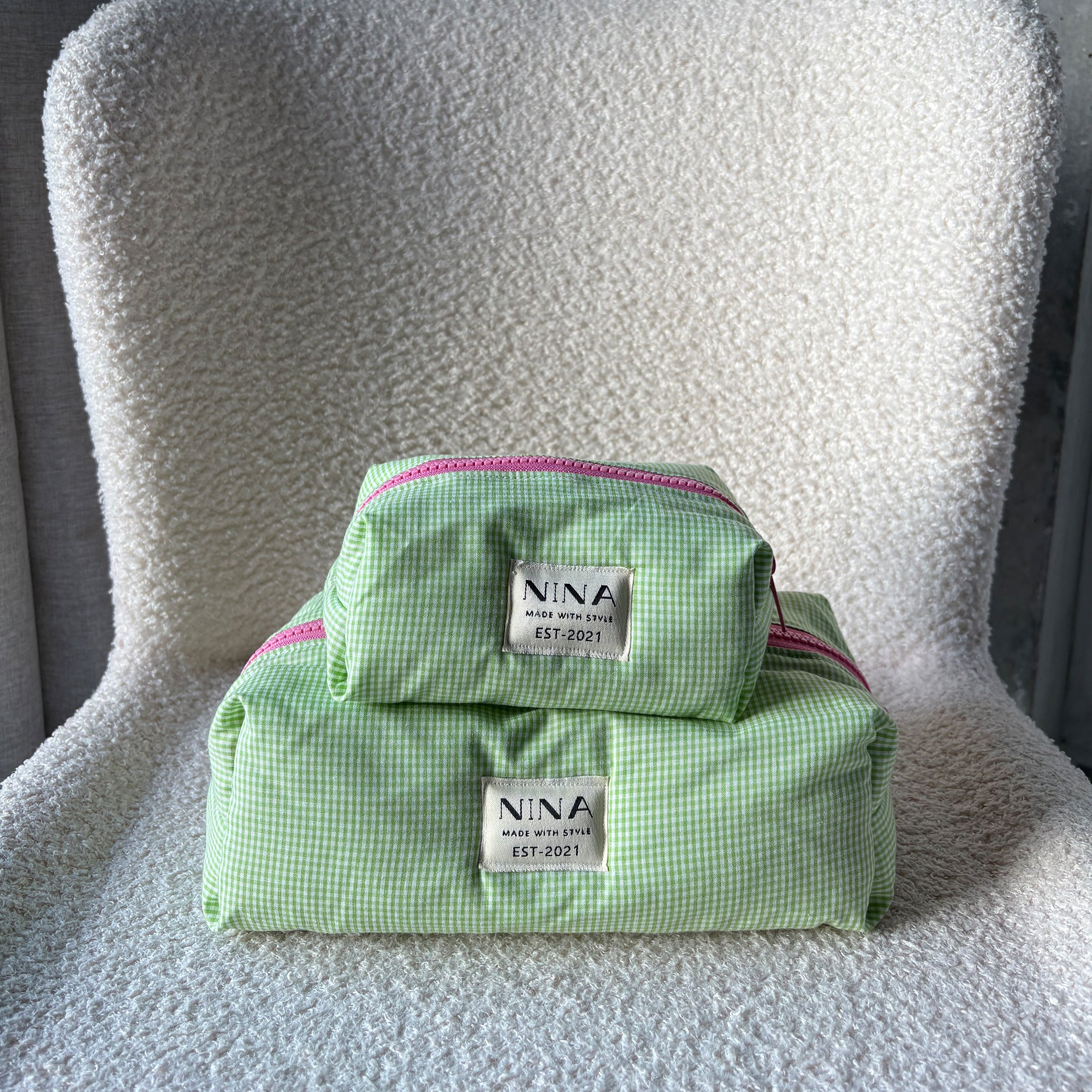 Cosmetiquera Baby - Green Gingham