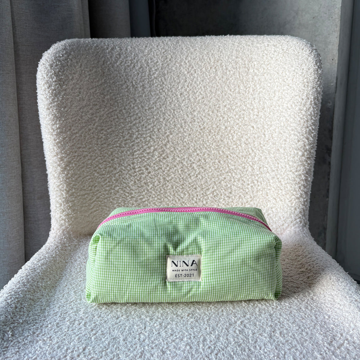 Cosmetiquera Large - Green Gingham