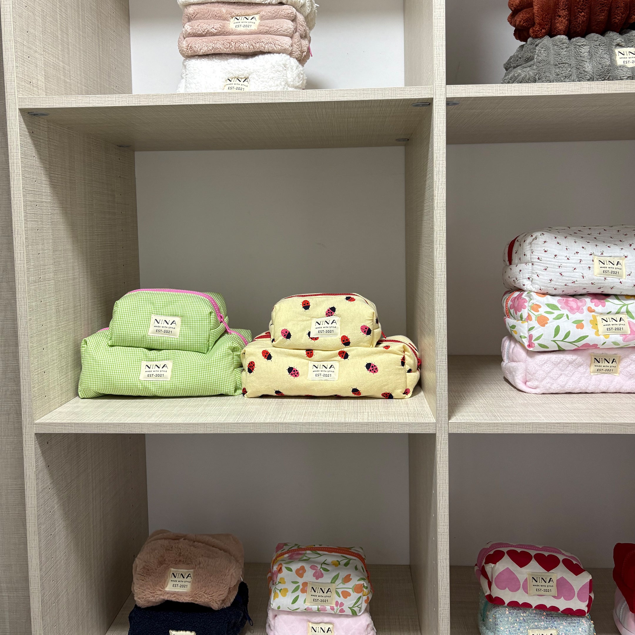 Cosmetiquera Large - Green Gingham